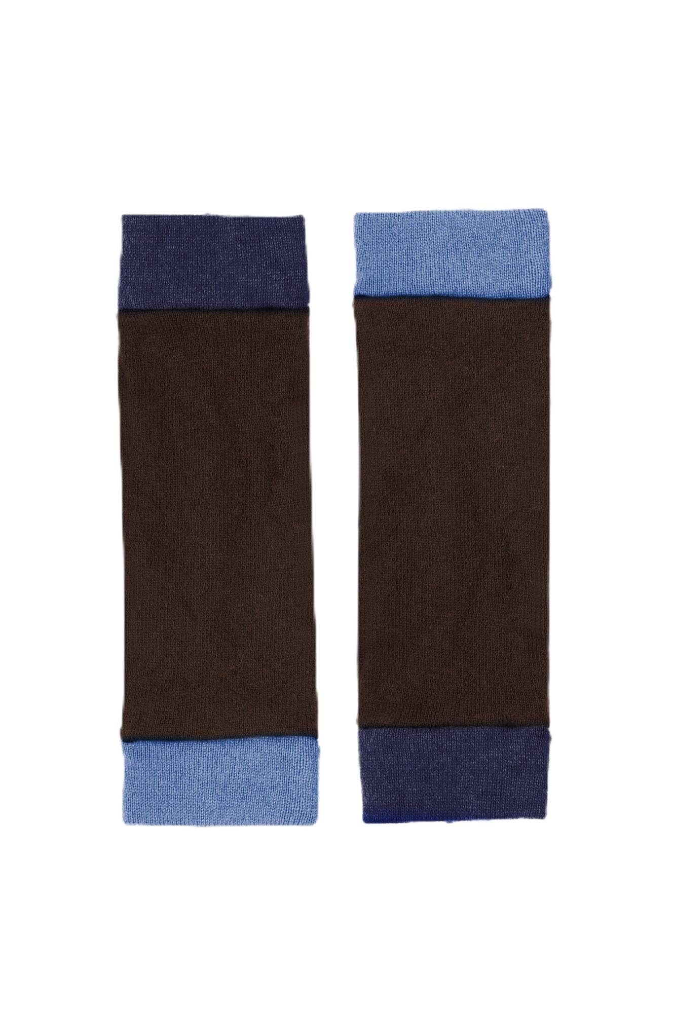 Turtle Doves 100% Recycled Cashmere Wrist Warmer (Brown & Blue)