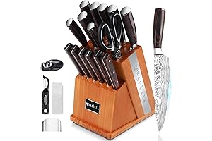 21Pcs Knife Set with Block & Sharpener