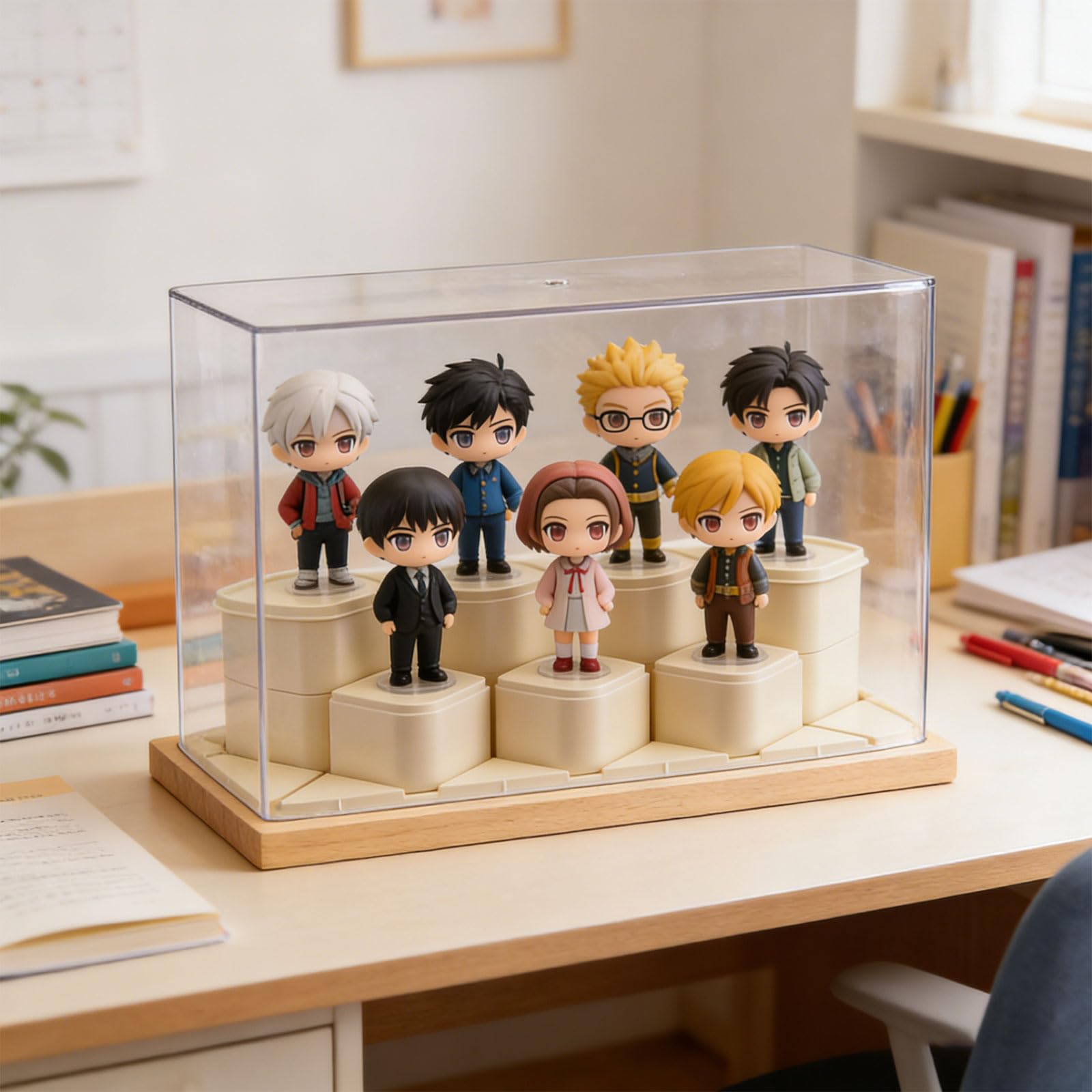Regal für Tierfiguren, anpassbares Layout und sicheres Schutzsystem, stapelbare Actionfiguren-Aufbewahrung