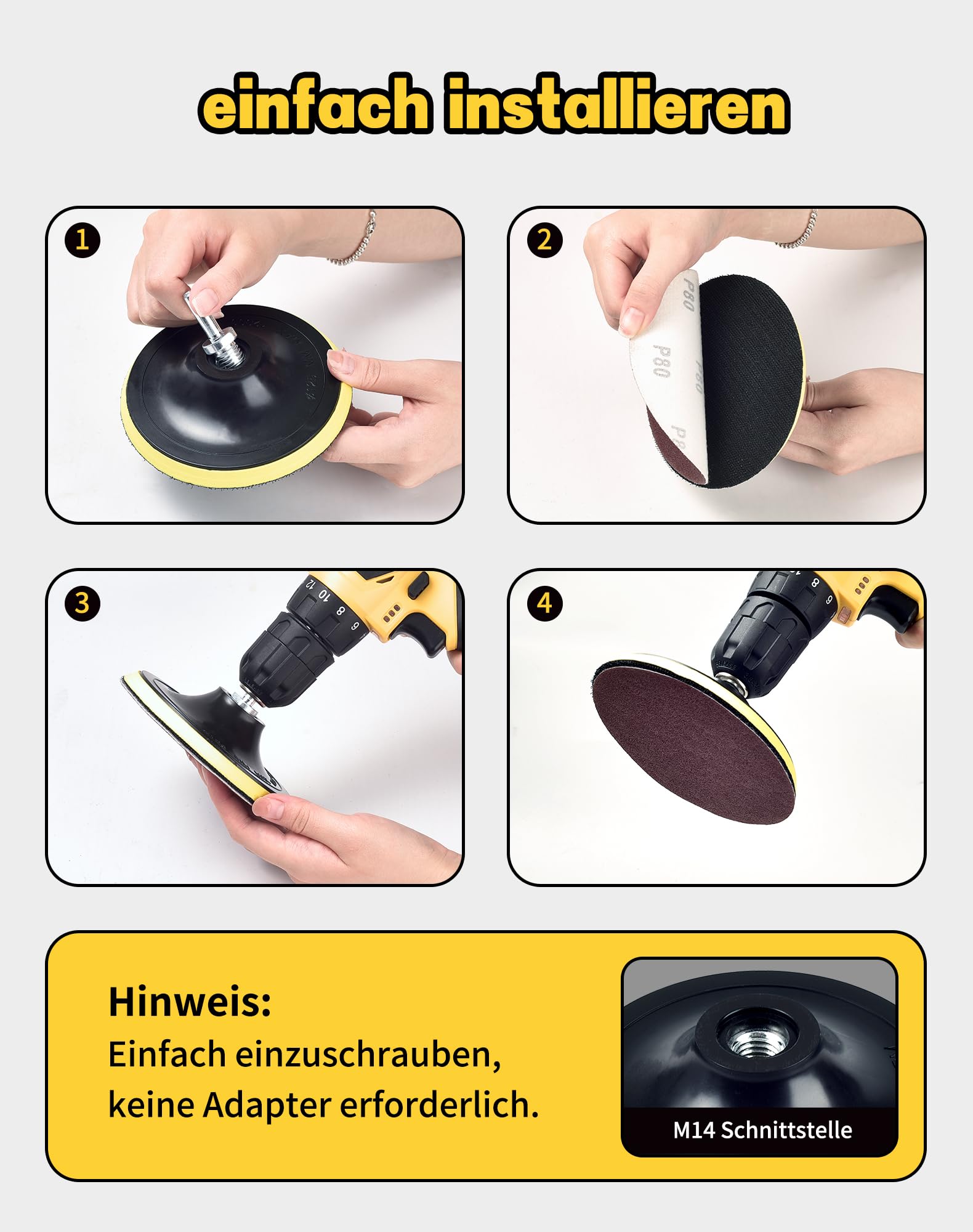 120 Stück Schleifscheiben-Set, 125mm Klett für Winkelschleifer Körnung 40/60/80/120/180/240/320/600 Schleifscheiben Pad Kit Schleifpapier mit M14 Schleifteller Schaft Polierpad Adapter Puffer Pads 120 Stück Schleifscheiben-Set, 125mm Klett für Winkelschleifer Körnung 40/60/80/120/180/240/320/600 Schleifscheiben Pad Kit Schleifpapier mit M14 Schleifteller Schaft Polierpad Adapter Puffer Pads