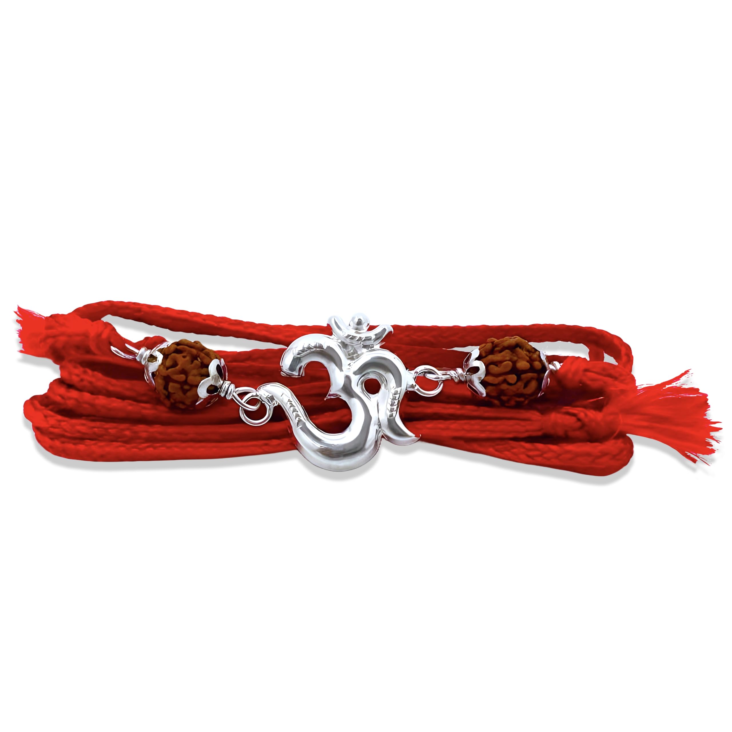 Real Silver Rakhi for BrotherStudded with 5 Mukhi Rudraksh, with Certificate of Authenticity,silver rakhi-image-20