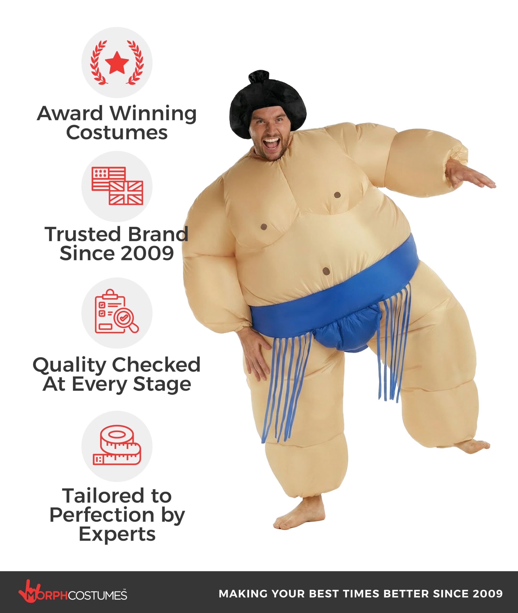 Morph Disfraz inflable de luchador de sumo; disfraz de sumo inflable, disfraces de Halloween para hombres, disfraces de Halloween para hombre