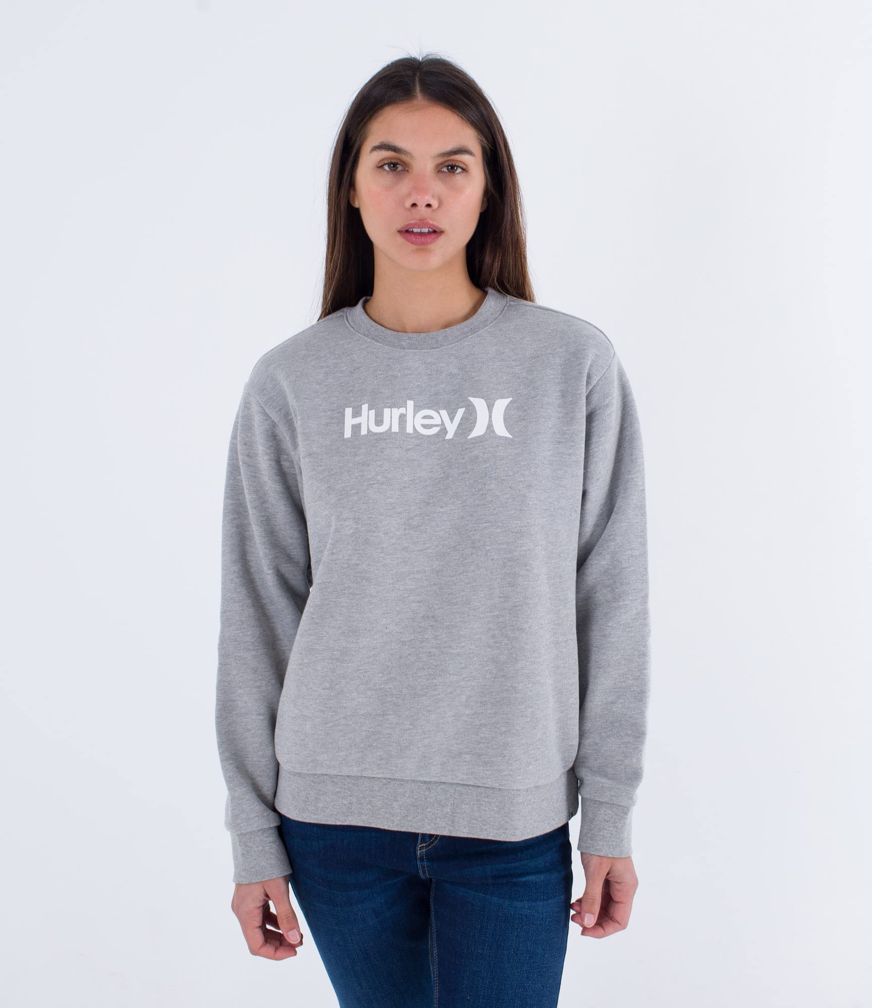 Hurley Women's OAO Core Crew T-Shirt, Dk Grey HTR, S