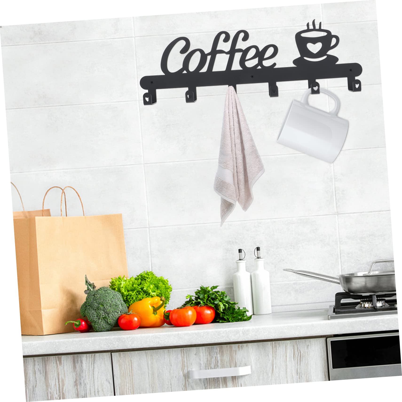 Tazza Appendiabiti in Ferro Ganci Espositore Per Tazze Da Caffè Organizzatore Da Parete Casa