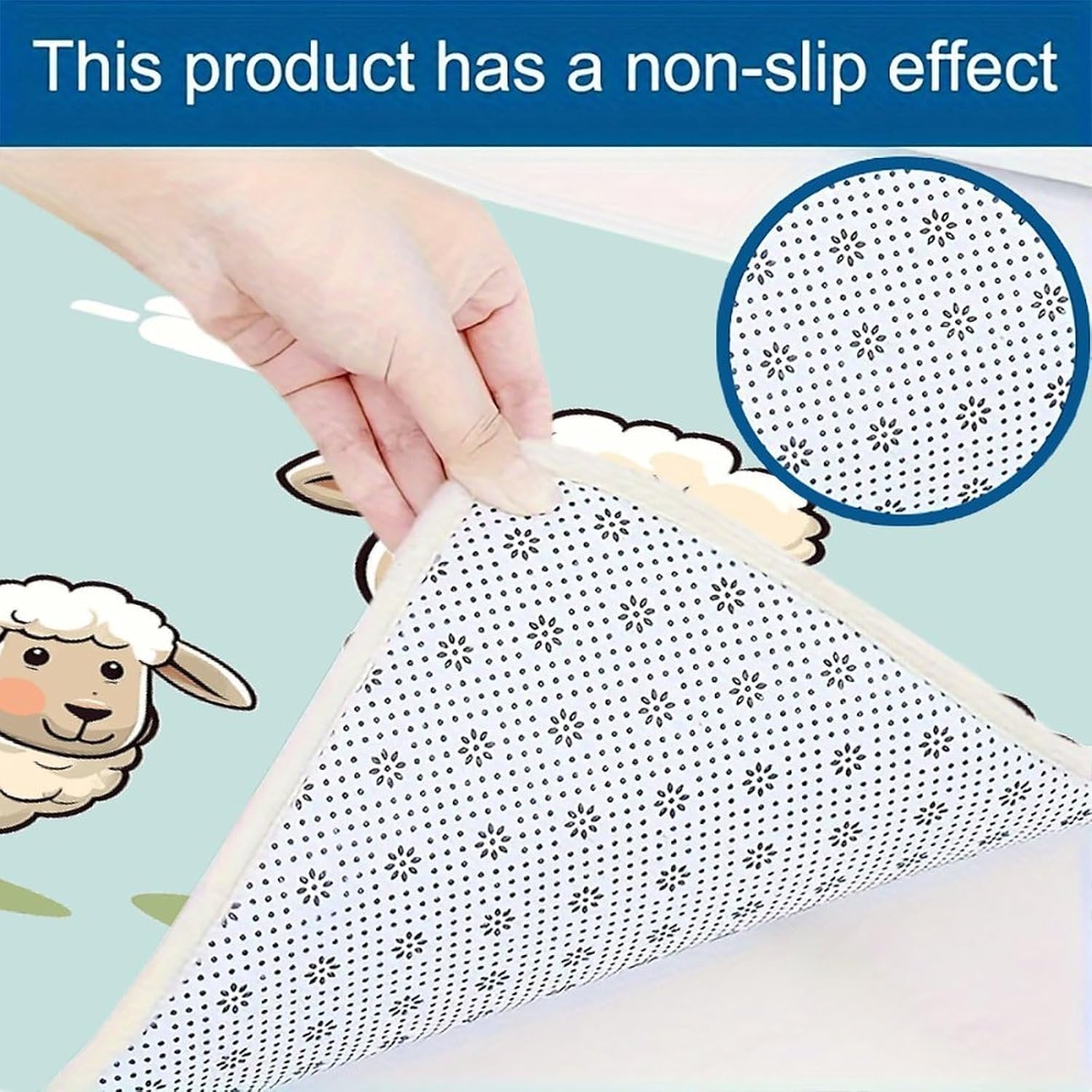 Sheep and Lamb Cartoon Kitchen Mats Soft Absorbent Rugs for Floor Non Slip Washable Kitchen Mats Fashion Rectangular Rugs for Three-Piece Set for Laundry Office Home Sink