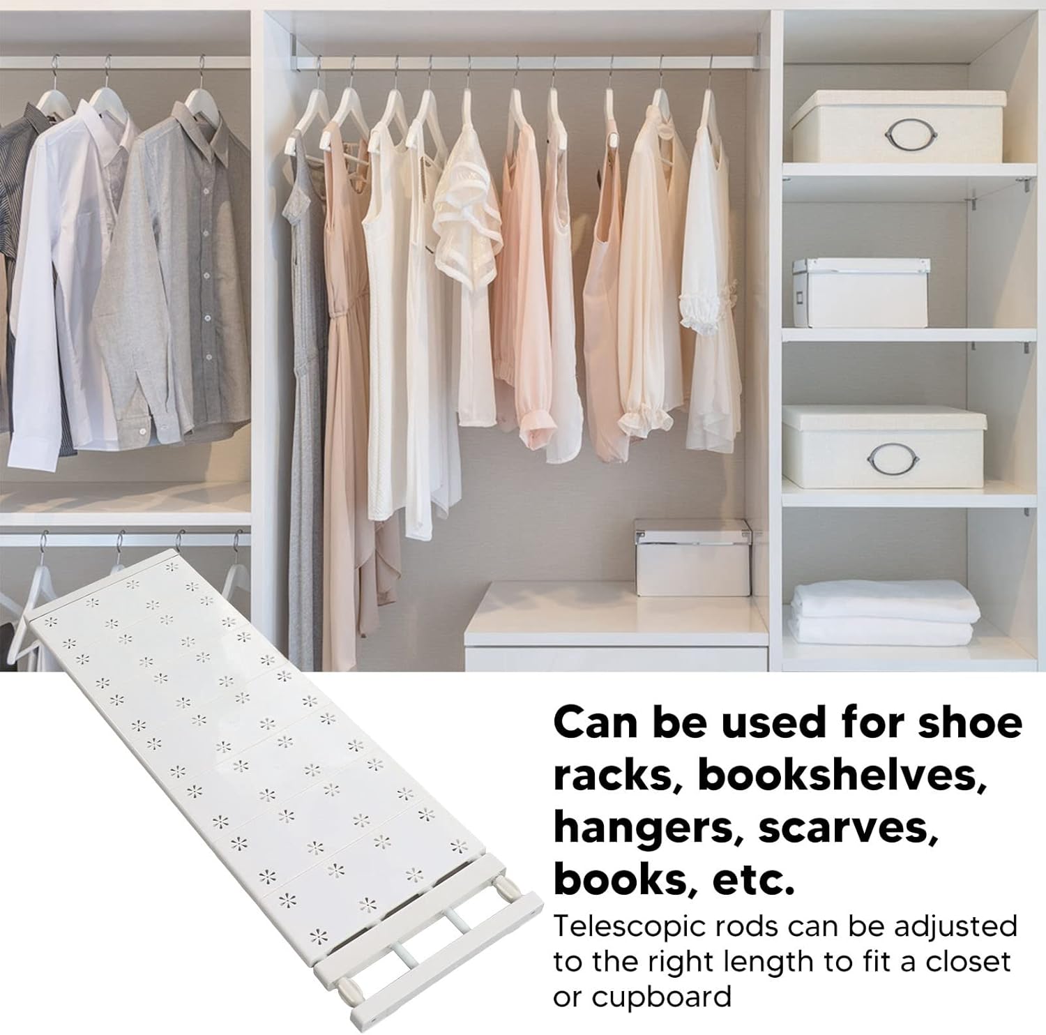 Extendable Wardrobe Partition Storage Board - Space Saving Layered Divider for Cabinet, Adjustable Closet Organizer(73-125cm)