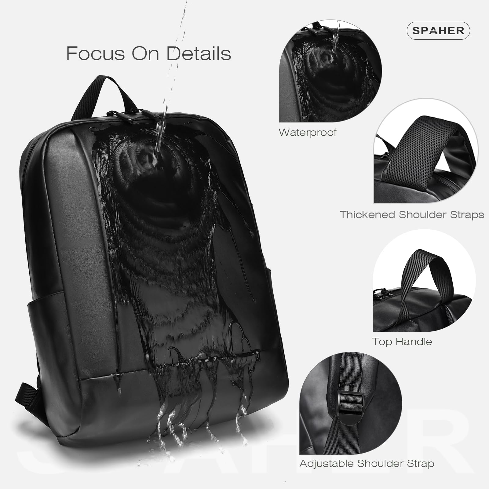 SPAHER 20L Skóry Plecak Podróżny 40x30x15cm British Airways Bagaż Podręczny do Samolotu Plecak na Laptopa 15,6 Calowy Wodoodporny Roboczy Szkolny Biznesowy Plecak Mężczyzna Kobieta