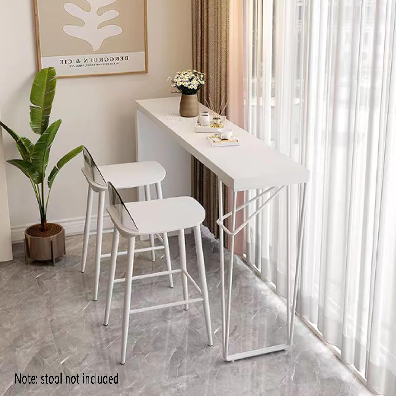 Modern Solid Wood Bar Height Dining Table, Narrow Rectangle Design for Kitchen & Patio, 120x40x105cm, Stylish Breakfast & Coffee Bar Table, No Stools Included