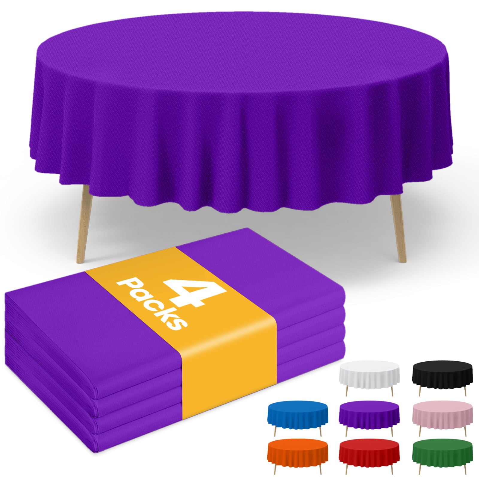 Niuara Purple Plastic Table Cloth Disposable, 4 Pack, 82 in