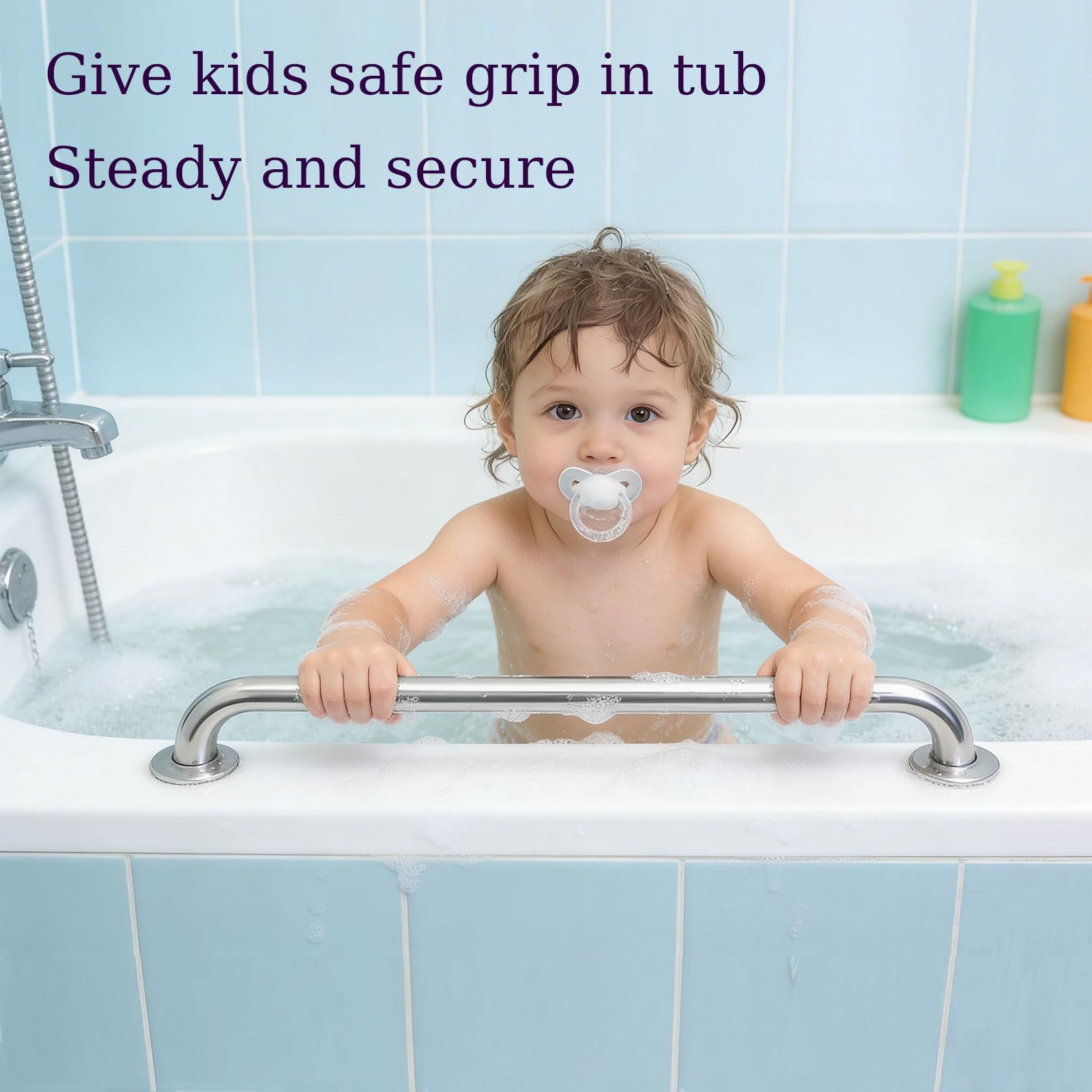 Haltegriff aus Messing für die Dusche,rutschfester Haltegriff Gold für mehr Sicherheit Badezimmer,stabiler Handlauf für Senioren und Menschen Behinderung,Armlehnen Hal(Size:25-Inch,Color:Antik-Finish)