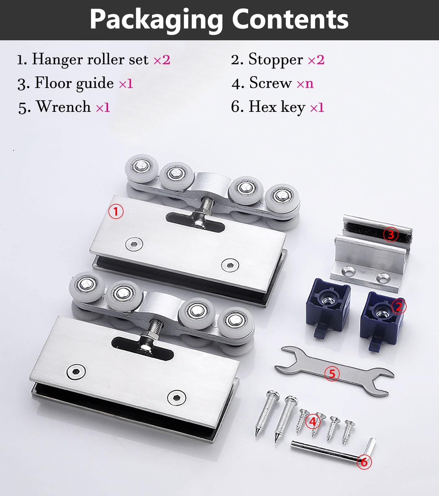 Kit de riel de puerta corrediza de vidrio montado en la pared y kit de herramientas para puertas sin marco, sistema de marco de puerta de bolsillo para baño, oficina y sala de estar