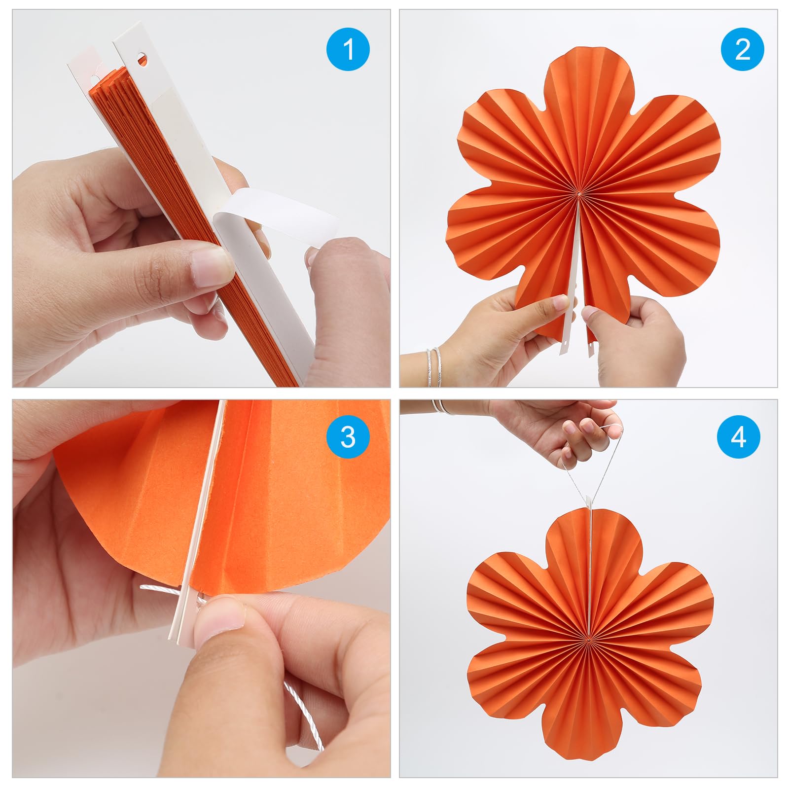 36 Stück Hängende Papierfächer Als Blumen-Deko - 20, 25, 30 Cm, In 6 Pastellfarben Für Hochzeit, Party, Kinderzimmer