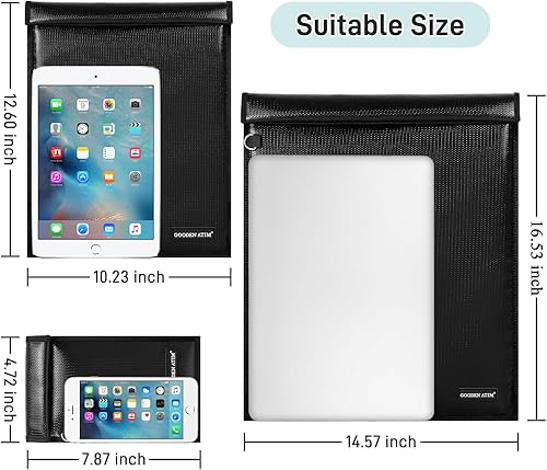 Miniatura 5 de Bolsa Faraday (3 unidades) para portátiles, tabletas y teléfonos, bolsa de bloqueo de señal RFID, jaula Faraday, emisión de señal para protección de