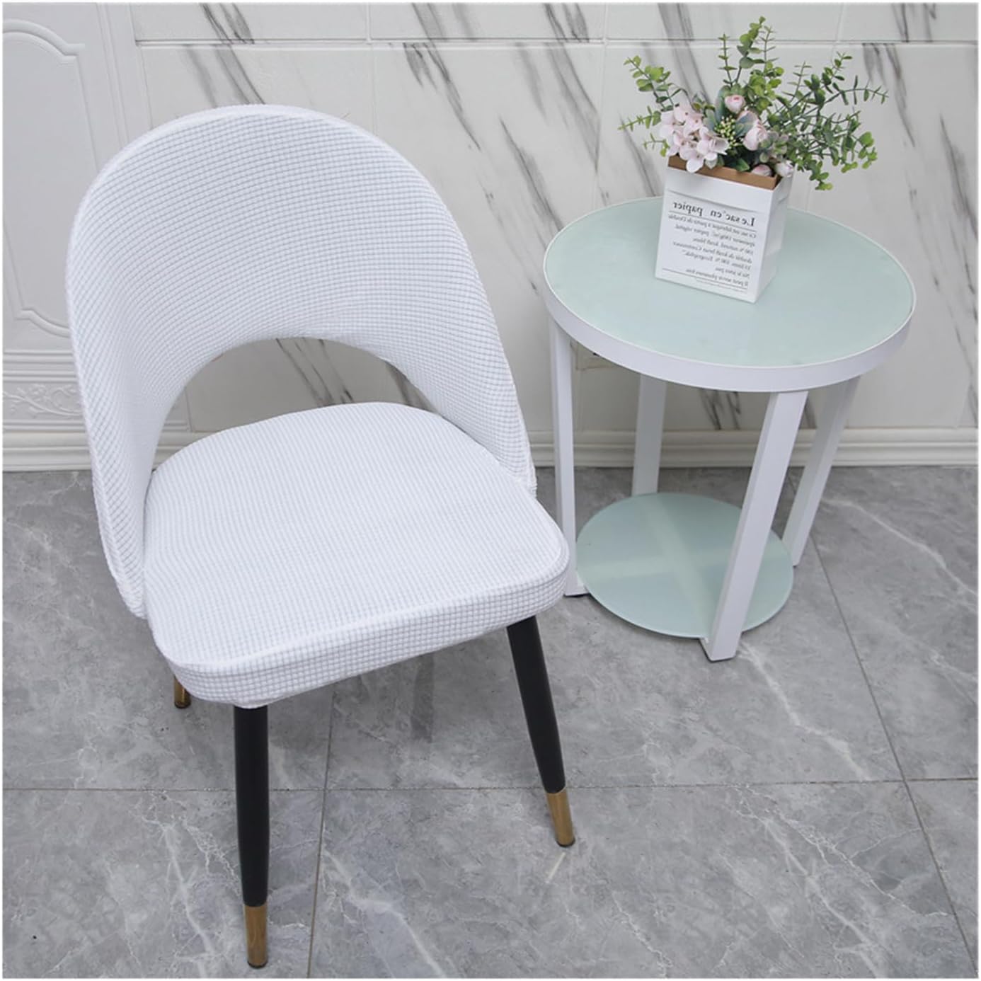 Curved Dining Room Chair Slip Covers with Curved Back Set of 6/4/2, Arc Shaped Dining Room Chair Covers with Hollow Back, Washable Armless Accent Chair Cover Slipcover Stretch