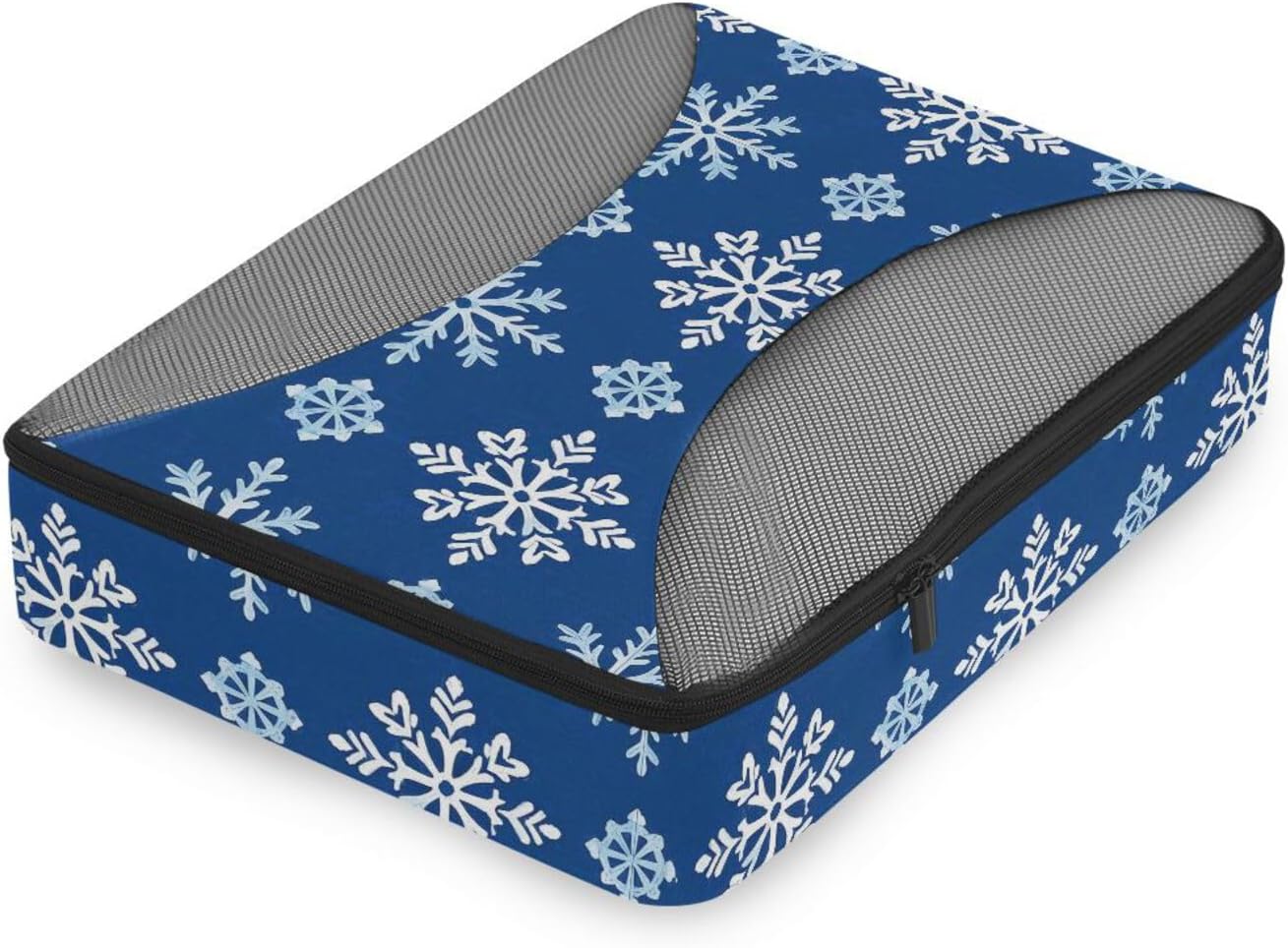 Trendy Snowflake Blue 4 Pcs set organizer bags for Mesh Travel Essentials lightweight travel cubes for packing