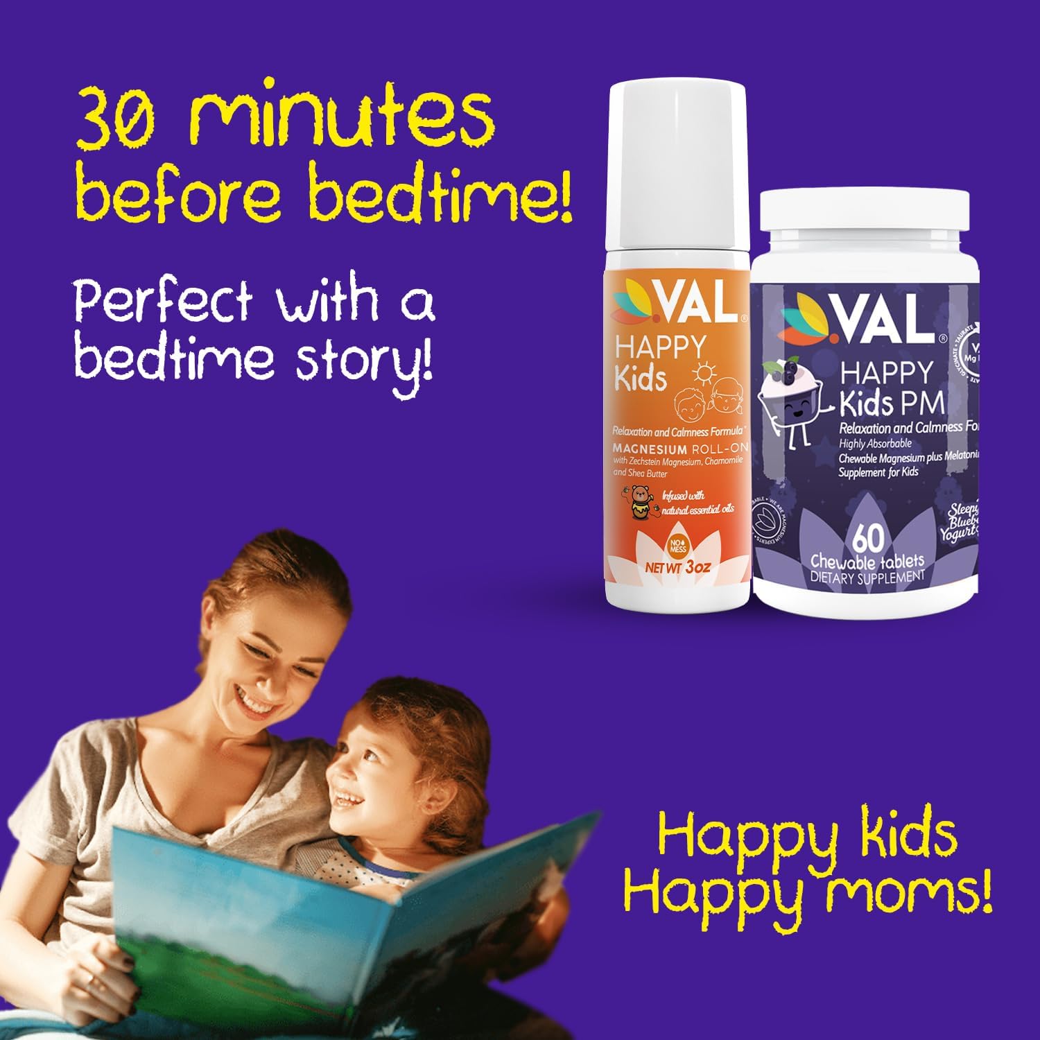 VAL Kids Bedtime Wellness Bundle: Melatonin Chews & Magnesium Roll-on