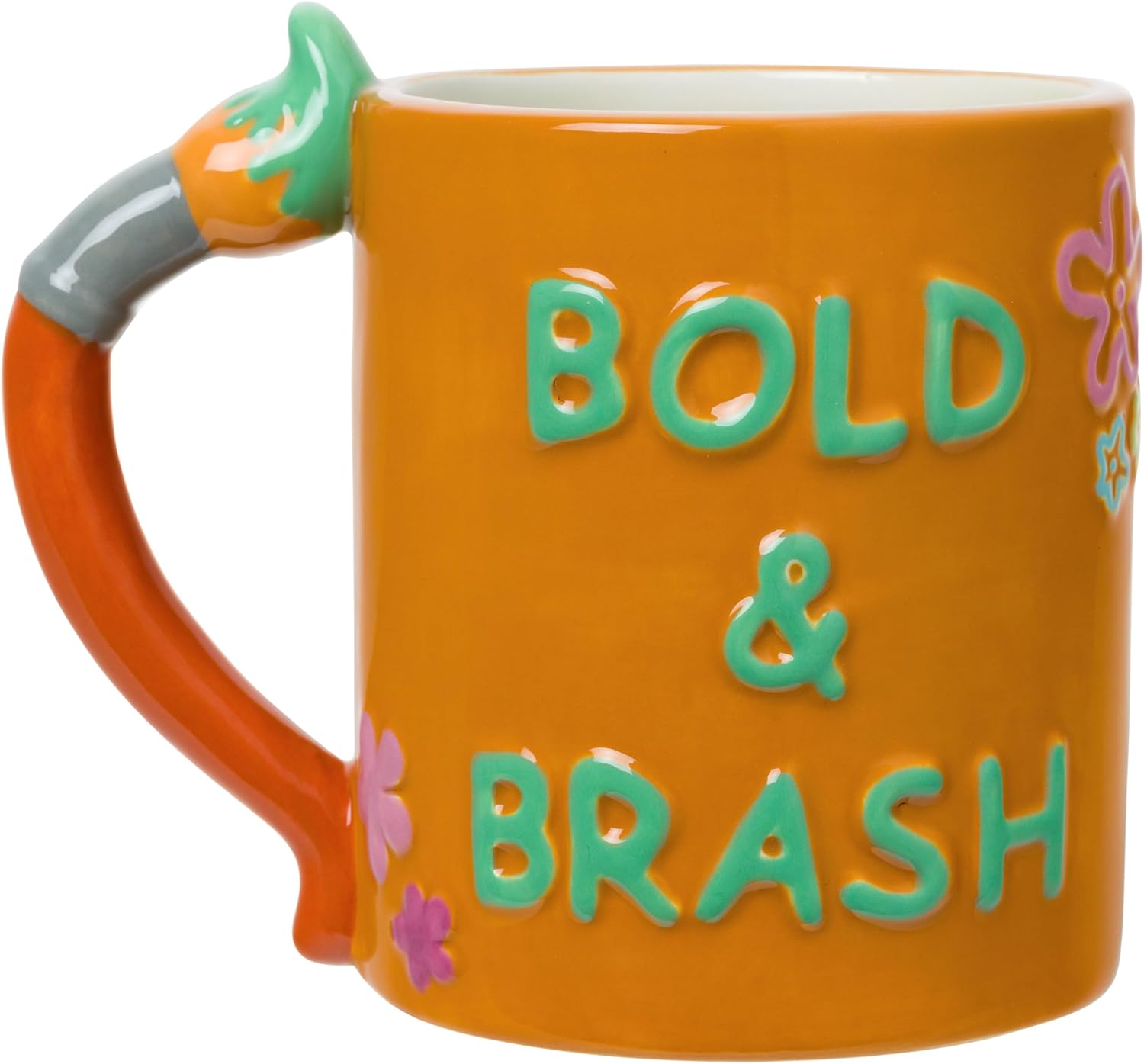 Silver Buffalo Spongebob Squarepants Bold and Brash Embossed 20oz Sculpted Handle Ceramic Mug