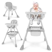 Moby-System Seggiolone Regolabile Magnolia 2in1 con Vassoio e Rivestimento in Ecopelle – Grigio, da 6 Mesi