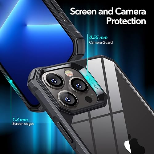 Miniatura 3 de ESR - Funda para iPhone 13 Pro Max, protección de grado militar, a prueba de golpes, resistente al amarillamiento, acrílico, negro transparente