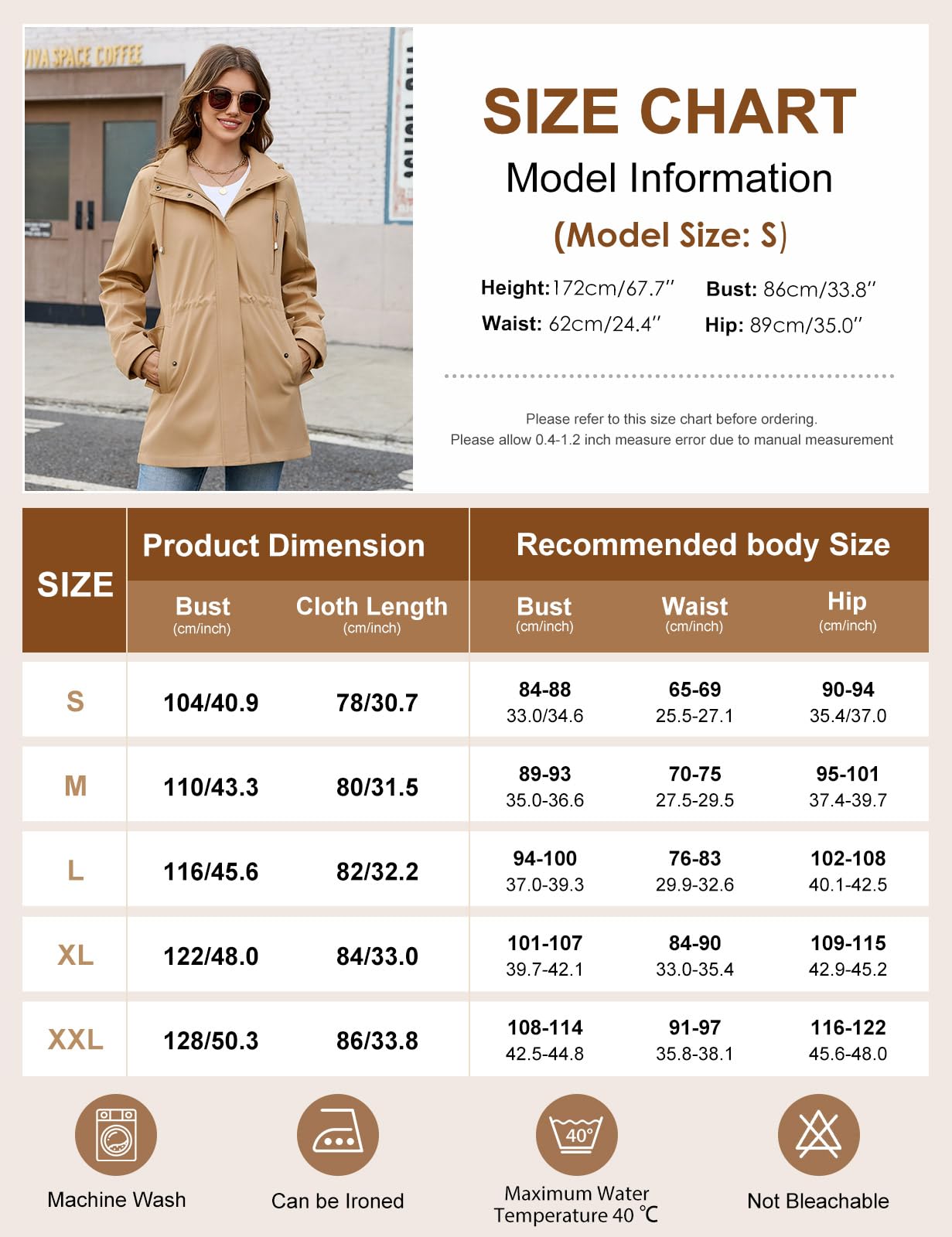 Tuopuda Giacche Donne Cappotto Leggera Utility Giubbotto Casual Giacca con Cerniera Cappuccio Outdoor Primaverile Autunno