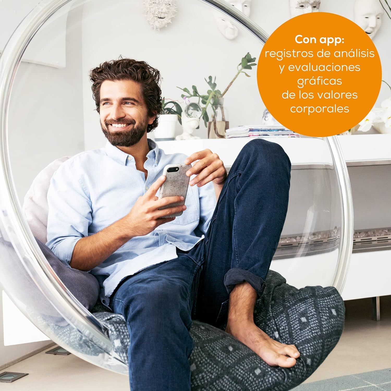 Beurer BF 980 báscula de diagnóstico con WIFI y Bluetooth, registro de análisis y evaluación gráfica de los valores corporales mediante app, medición de la frecuencia cardíaca, batería recargable