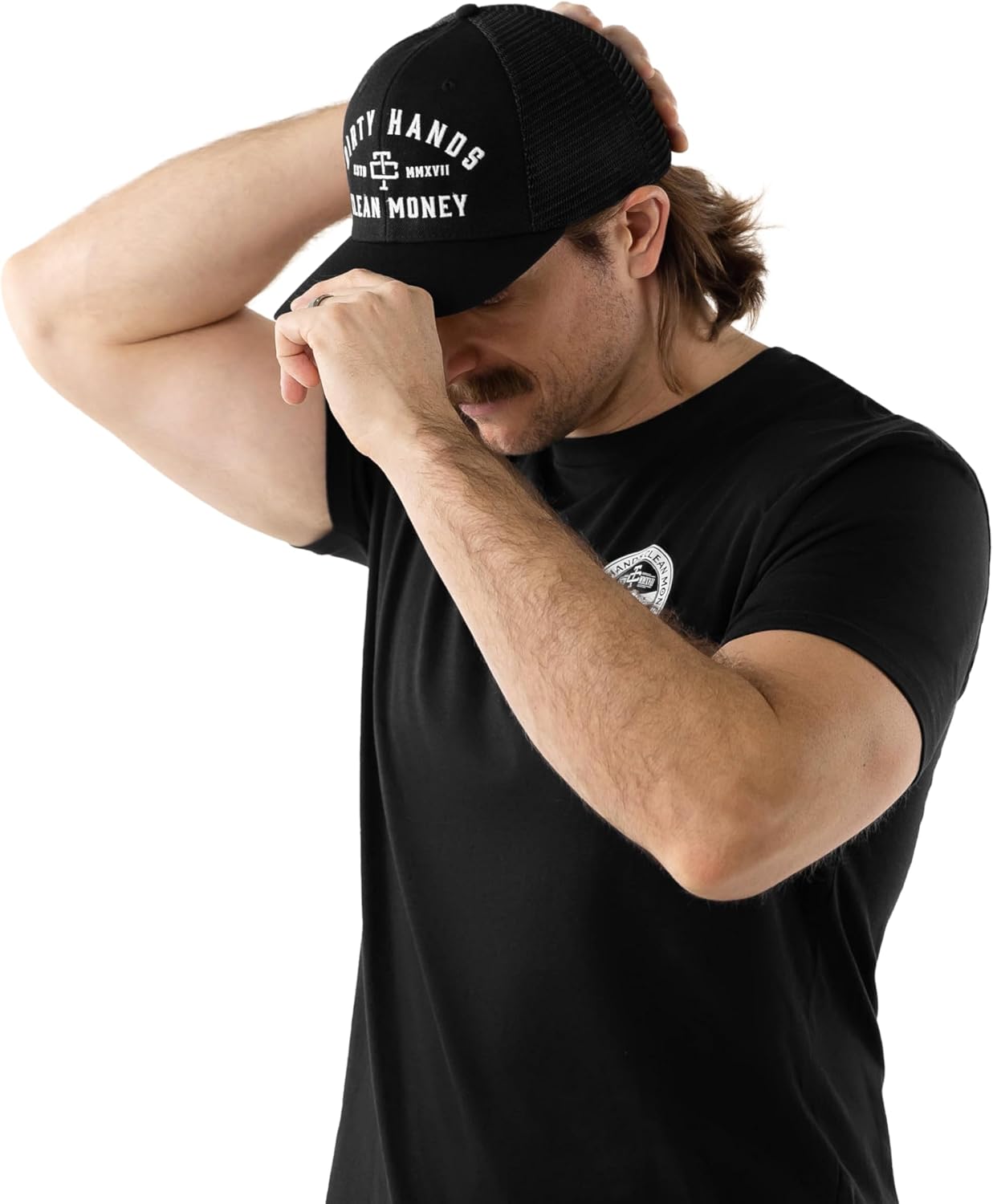 TROLL CO. CLOTHING Dirty Hands Clean Money Meshback Hat - Black, Adjustable Snapback, Curved Brim, One Size Fits Most - Image 4