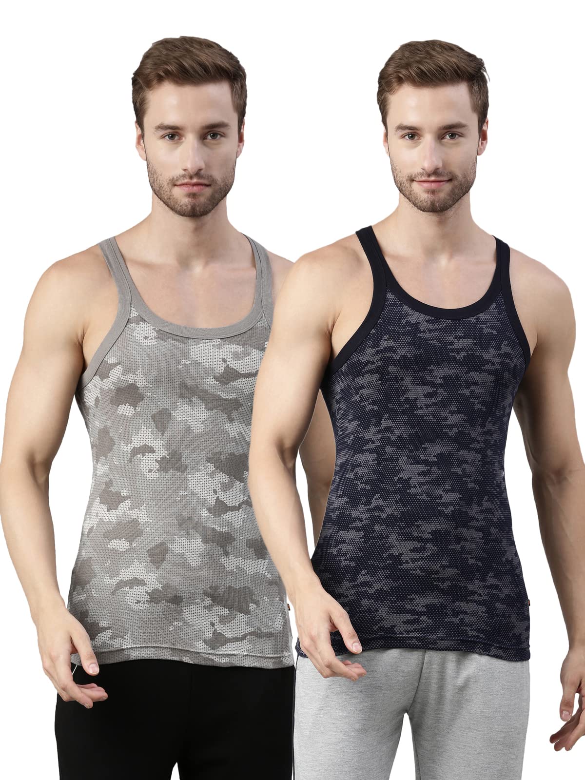 dixcy scott maximus Dixcy Scott Maxmius Mens Solid 100% Cotton Sleeves Round Neck Cotton Regular Fit Vest - Impel Vest(Ghost Grey and Navy - Pack of 2), X-Large-picture-14