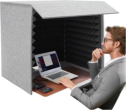 23.6223.6223.62 In Foldable Desktop Soundproof Cover, Portable Vocal Recording Booth, High-Density Vocal Sound Absorbing Shield for Homes, Game Rooms, Recording Studios Gray+Black