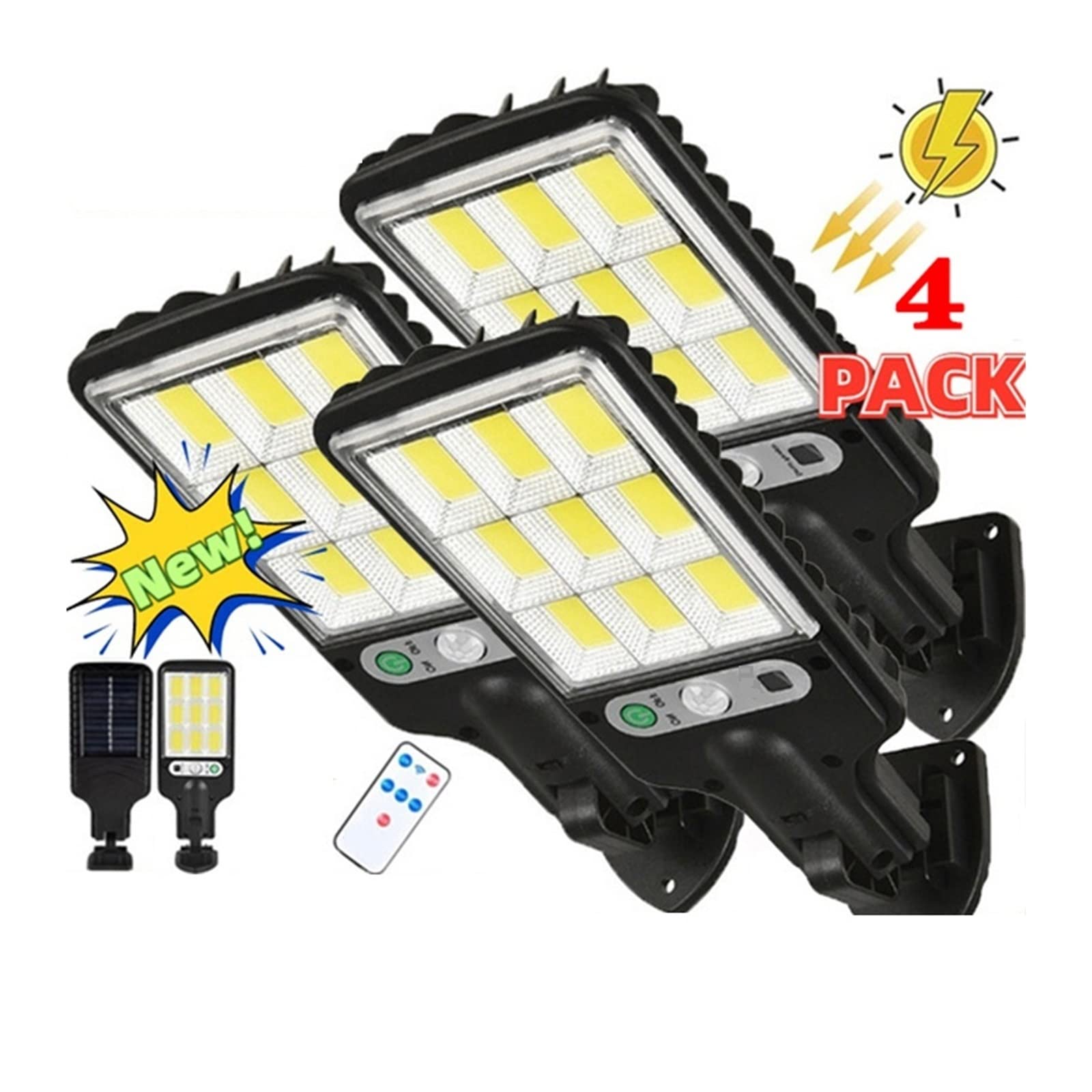 Zewnętrzne lampy solarne, solarne lampy solarne 2500 W z 3 trybami oświetlenia, wodoodporna lampa bezpieczeństwa z czujnikiem ruchu, do ogrodu, na patio, ścieżkę, podwórko. Łatwa obsługa