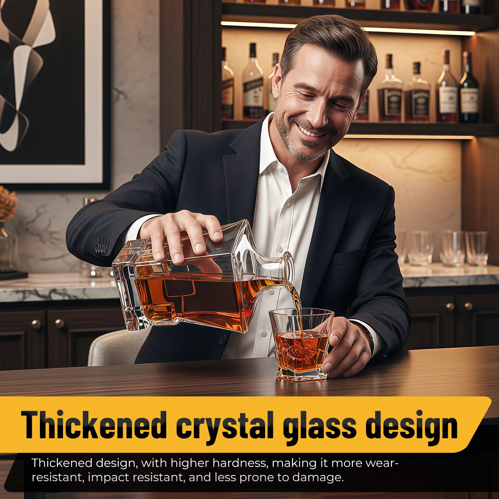 Set de Regalo de Whisky, Decantador de Whisky, Decantador 800ml, 2 Vasos de Whiskey, 8 Piedras de Whisky, Vasos y Jarra de Whisky para Bourbon Scotch Martini Coñac Cóctel, Regalo Hombre