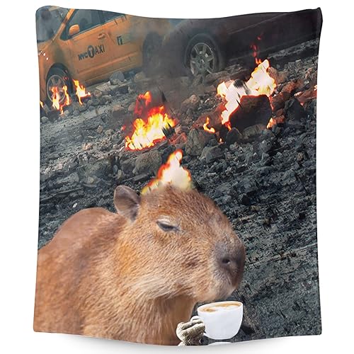 Boys Girls Blanket - 50x40 Inches Small Capybara Blankets for Kids, Animals Lovers - Funny Capybara Sipping Coffee Stuff Throws Gifts - Soft Cozy Warm Capy Accessories Gifts for Camping, Couch - 40"x50" - Color-2