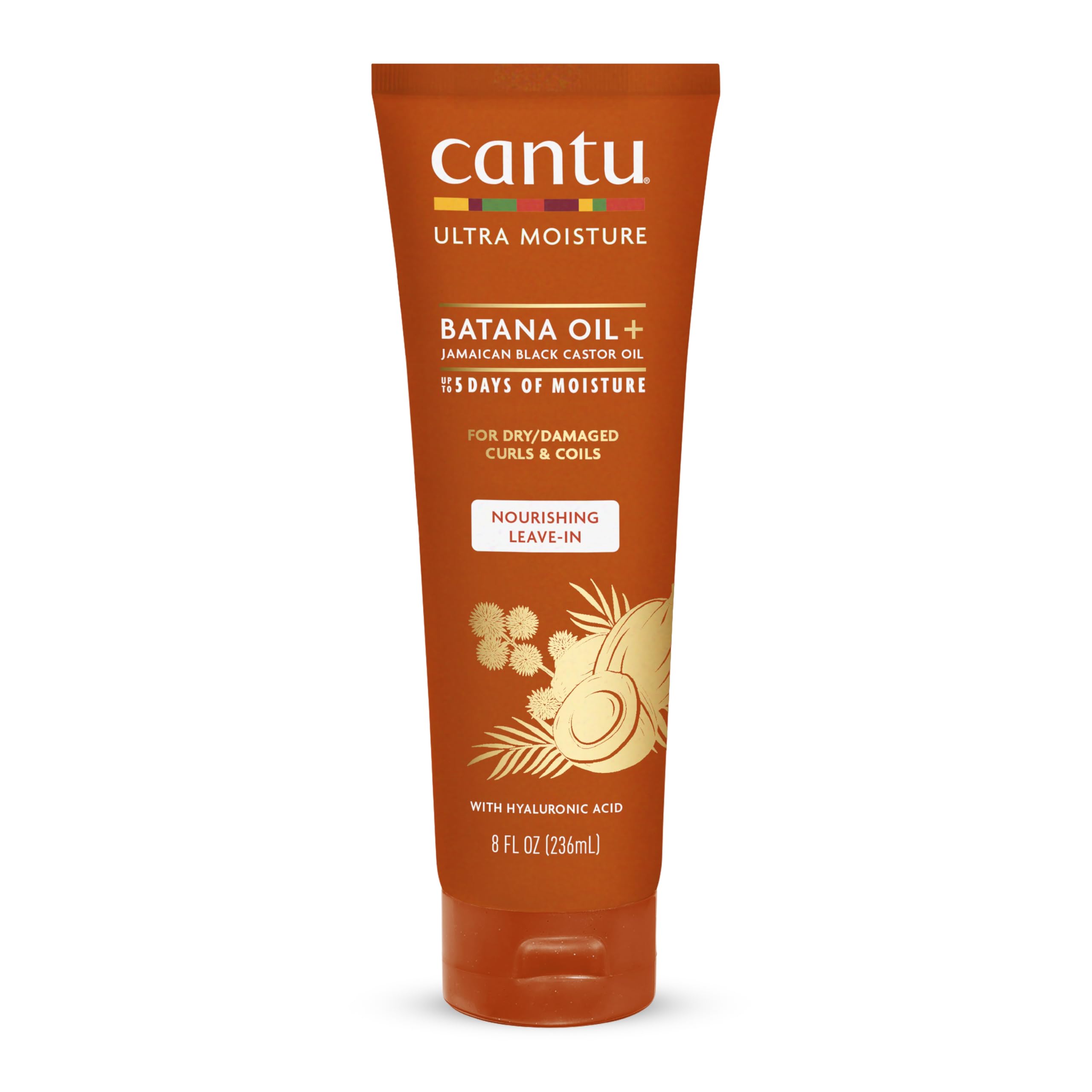 Cantu Ultra Moisture Nourishing Leave-In Conditioner with Batana Oil + Jamaican Black Castor Oil, 8 fl oz