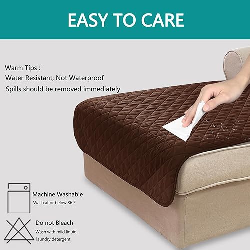 Miniatura 3 de U-NICE HOME Funda para sofá modular, reversible, con correa elástica ajustable, protege los muebles contra mascotas (tumbona, marrónmarrón)