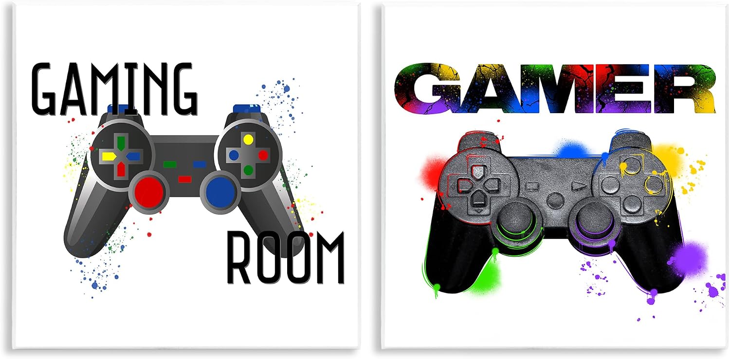 Stupell Industries 'Retro Gaming Room Control'| 2pc Wall Plaque Art Set