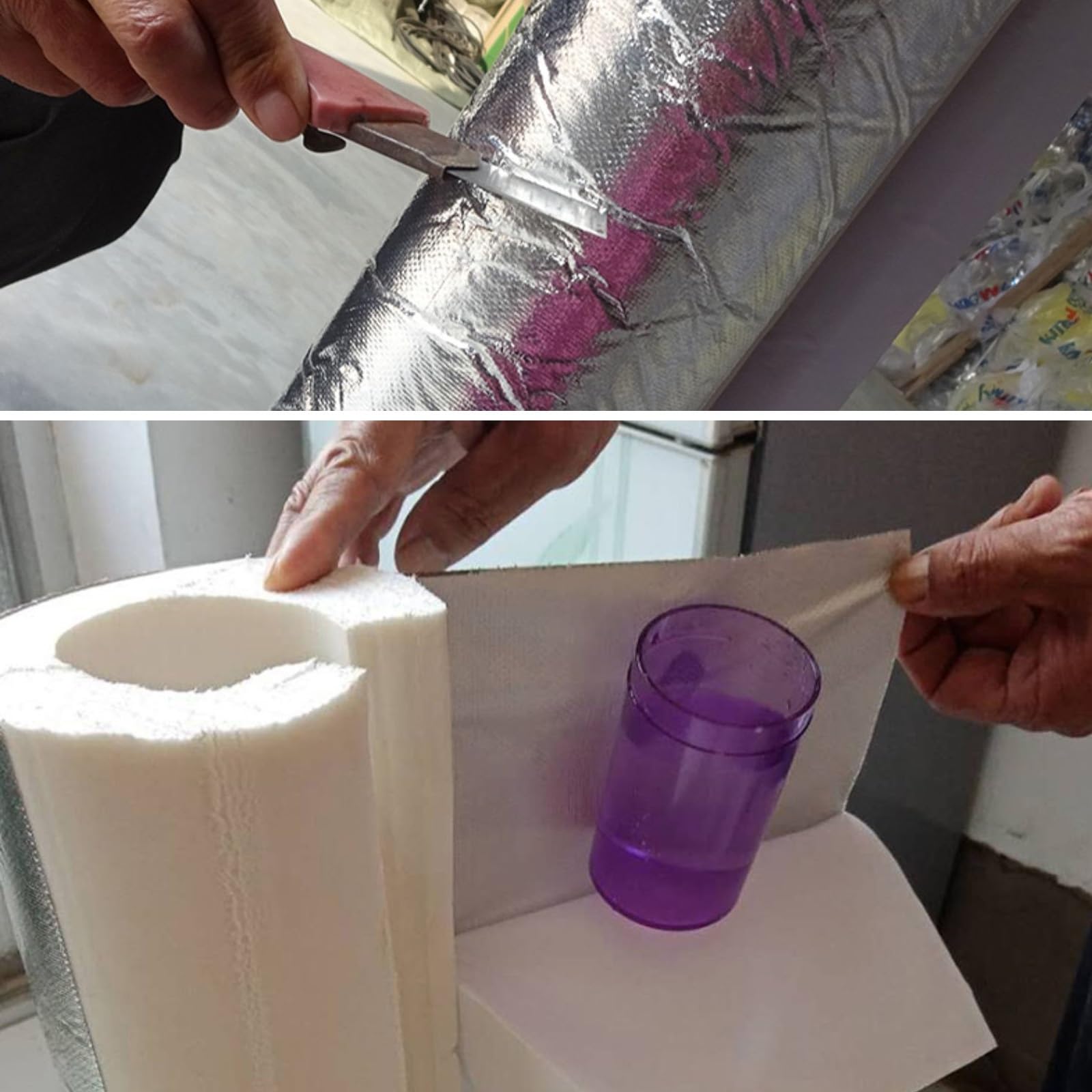 1.0m Aluminiumfolie-Isolationsrohr, Heizungsrohr Rohrisolierung Isolation, Dicke 30mm, ID 22mm-219mm, Heizungsrohr Isolierung für Solarklimaanlagen-Warmwasserleitung Im Freien(159mm x 30mm x 1.0m)