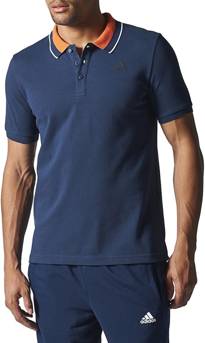 Amazon Co Jp Adidasメンズトレーニングスポーツエッセンシャルポロシャツ ネイビー Us サイズ M 服 ファッション小物