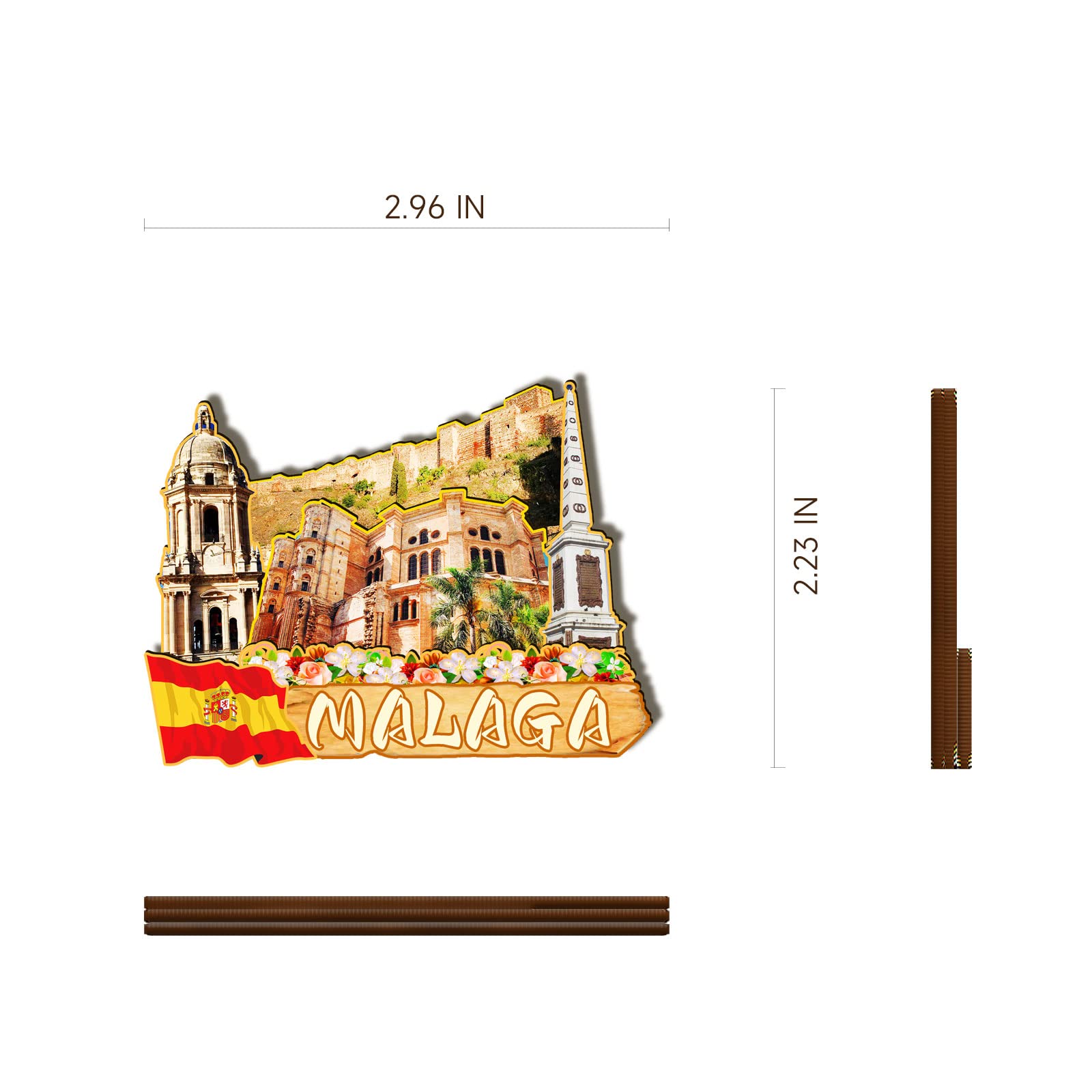 Imán De Nevera De Madera De Cádiz (España) - Monumento 3D Coleccionable - Hecho A Mano, Aprox. 8x8 Cm - Decoración Y Recuerdo De Viaje