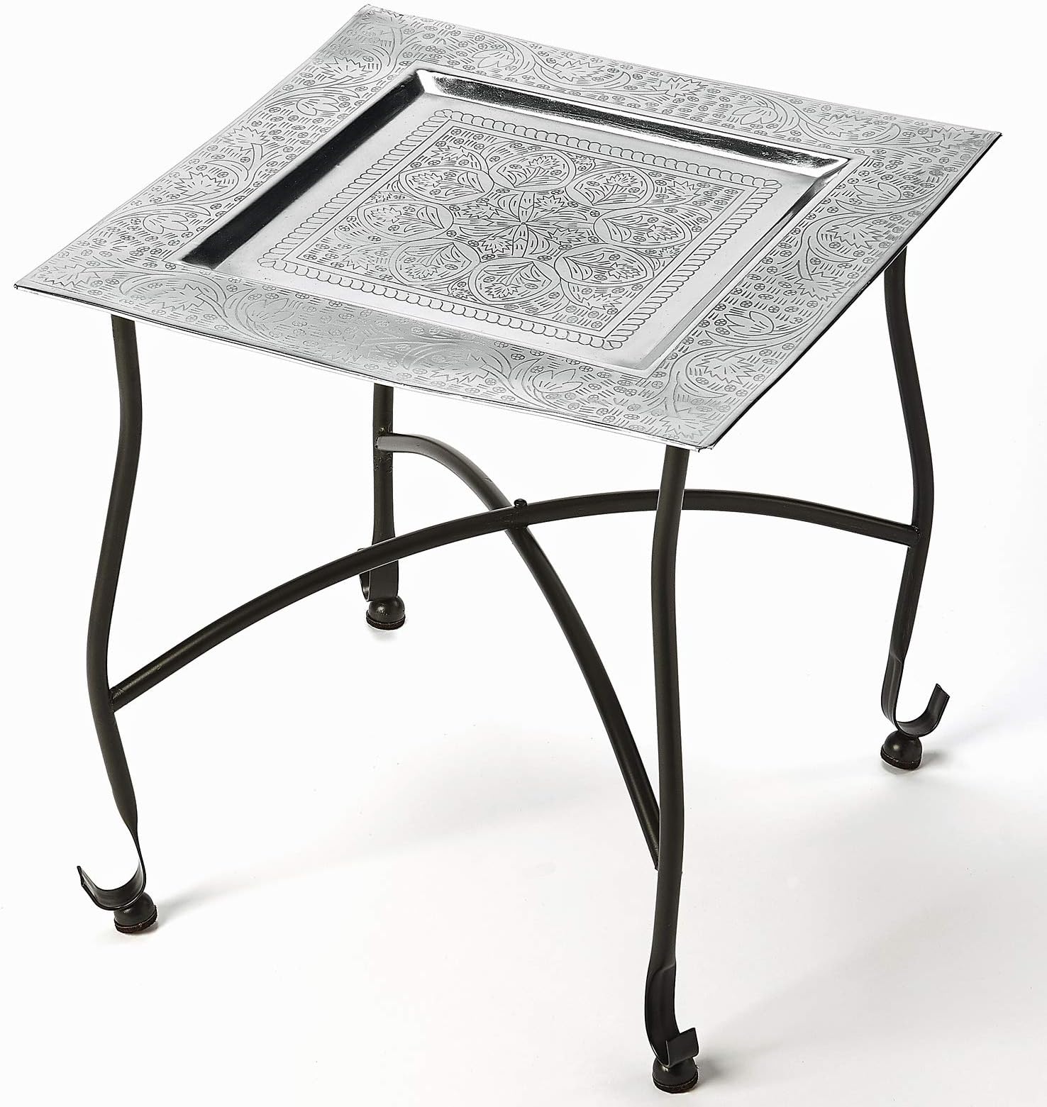 Kensington Row Furniture Collection Coffee Tables - Tangiers Embossed Metal Coffee Table - Square Tea Table