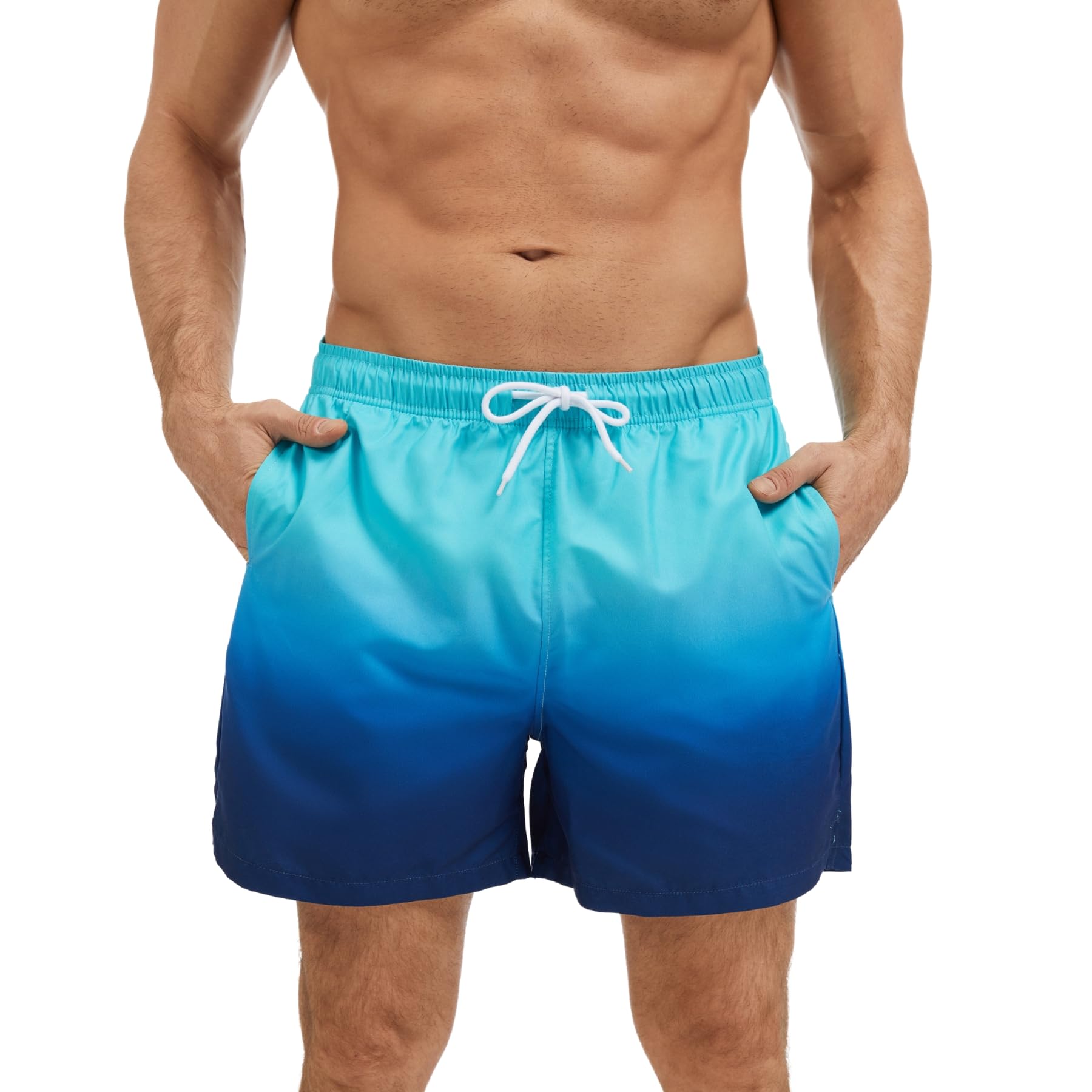 AMZSPORT Badehose Herren Wasserabweisend Badeshorts Schwimmhose mit Mesh-Futter und Taschen
