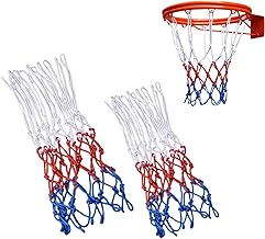 2 PCS Heavy Duty Basketball Net, Replacement Hoop Nets for Indoor Outdoor Sports，Woven tricolour nets