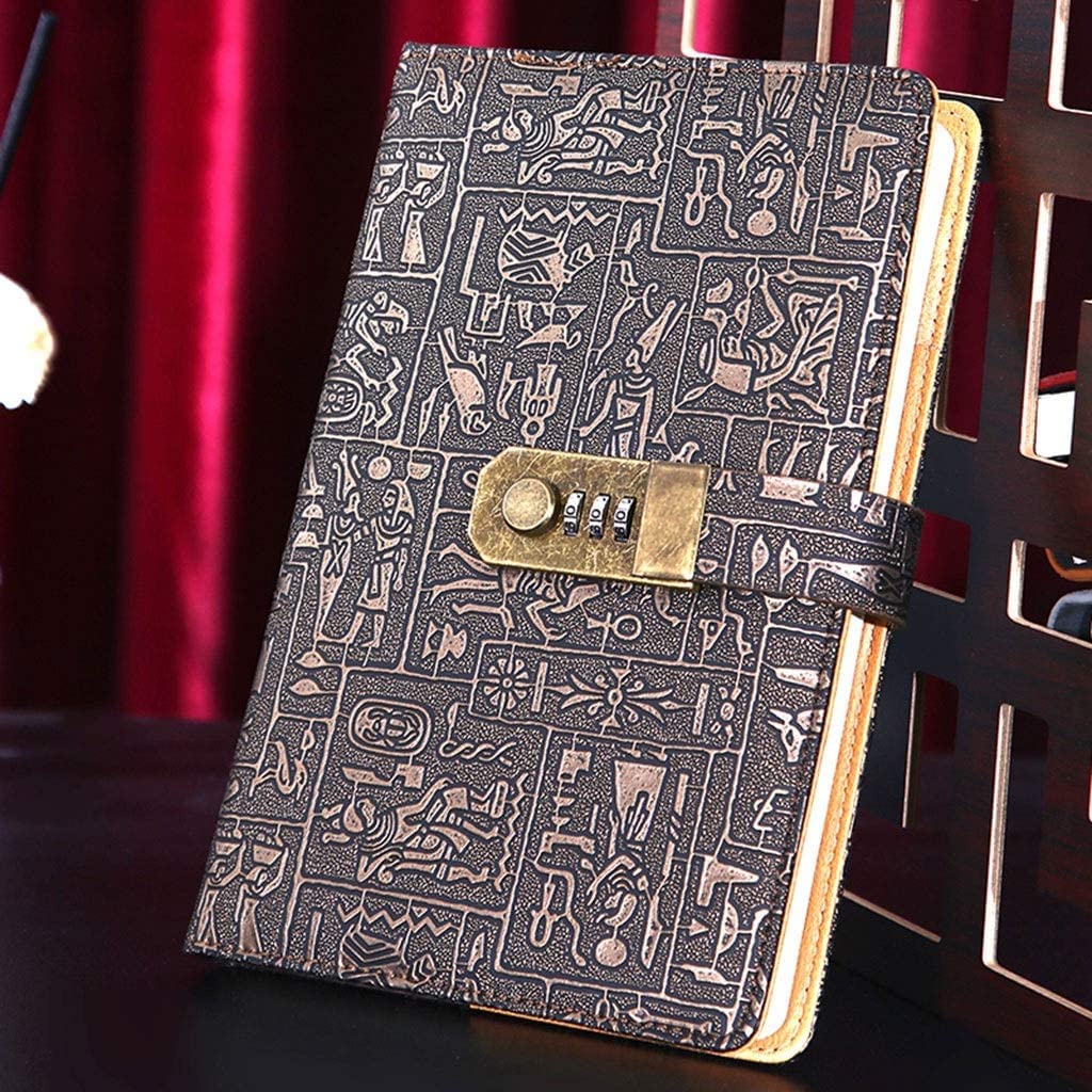 Quaderni Quaderni per la scuola Blocco note Vintage Password Quaderno egiziano PU Journal 200 pagine con striscia segnalibro, Blocco note Cancelleria per ufficio Quaderni per lavoro (Dimensioni: A6)