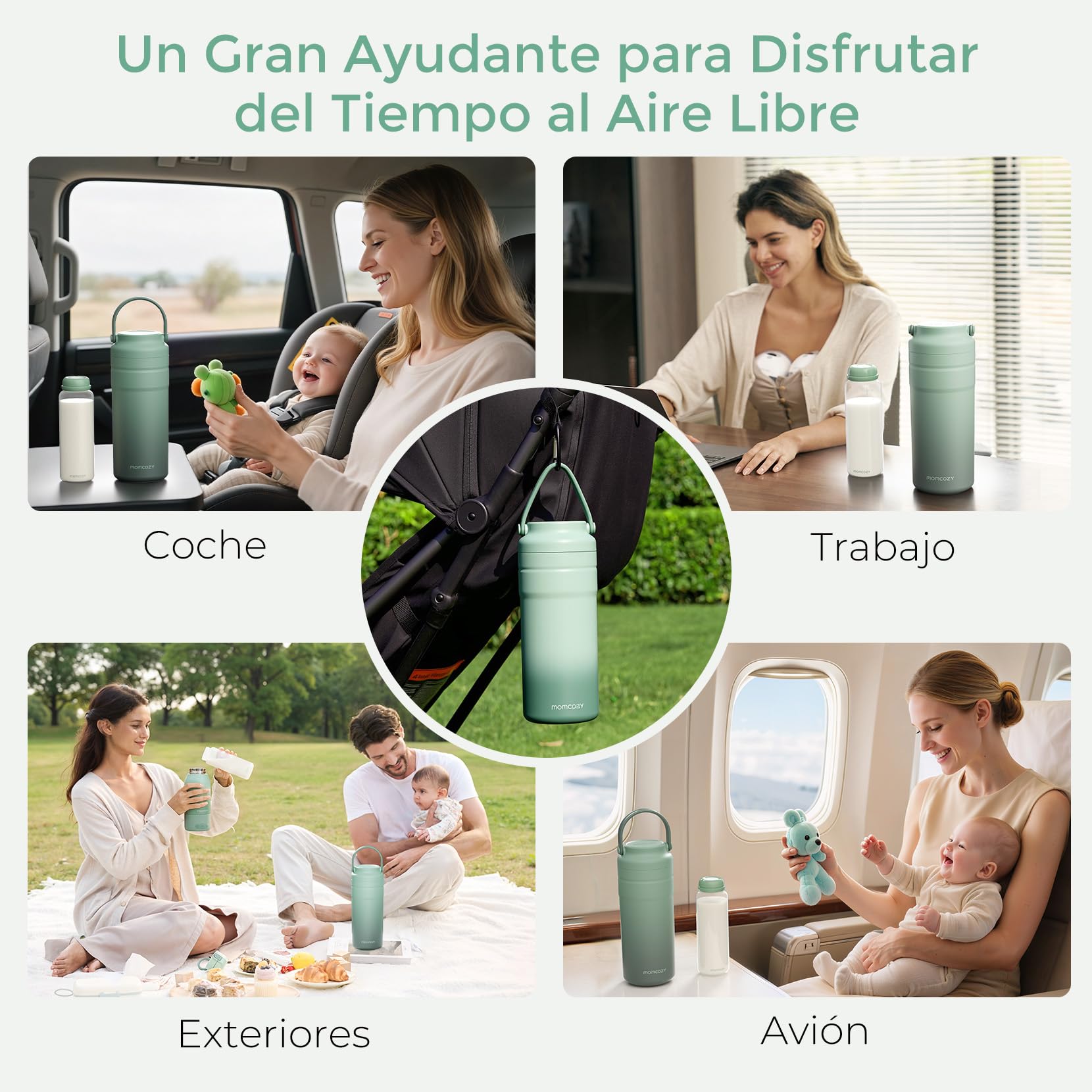 Momcozy Enfriador Portátil de Leche Materna para Uso en Exteriores, 24 h de Refrigeración sin Hielo, Contenedor para Biberones de Leche Materna, 355 ml, a Prueba de Fugas, Mini Nevera Outdoor