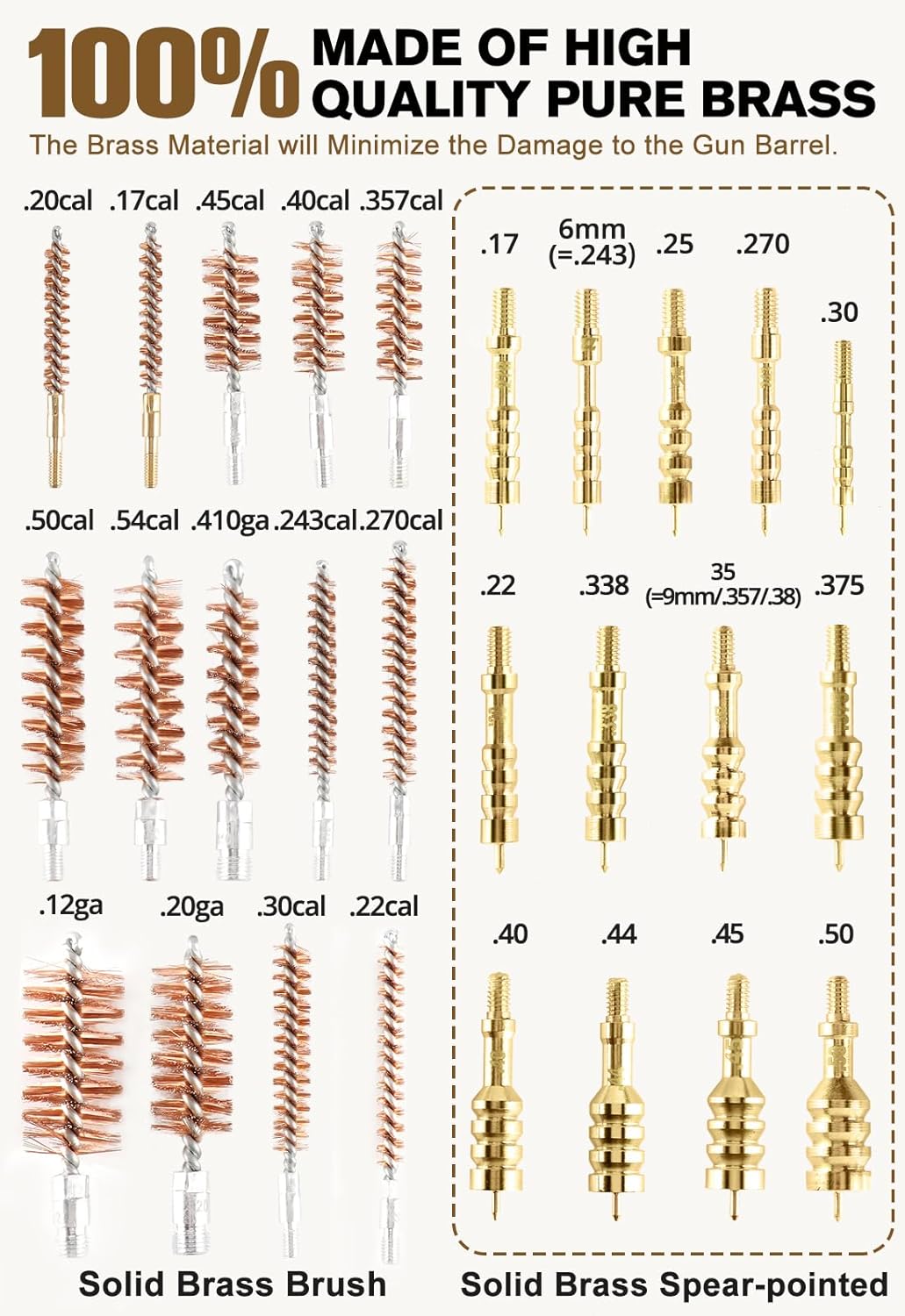 110pcs Gun Cleaning Kit Solid Brass Rifle Cleaning Kit, Universal Pistol Cleaning Kit with Pink Case, Gun Cleaning Brush Kits for Handgun Hunting Gun Shotgun