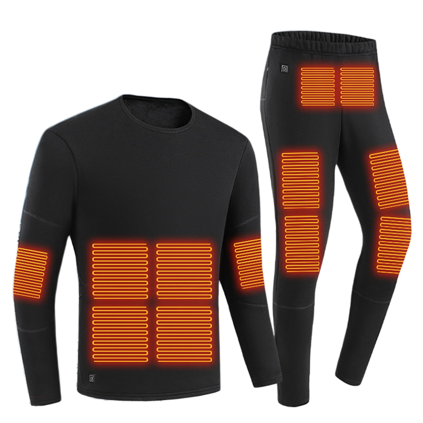 TOVCHEI Men's and Women's Heated Underwear Set, 22 Zones USB Electric Heating Warm Base Layer Top & Bottom, No Battery,Men Black,XXL