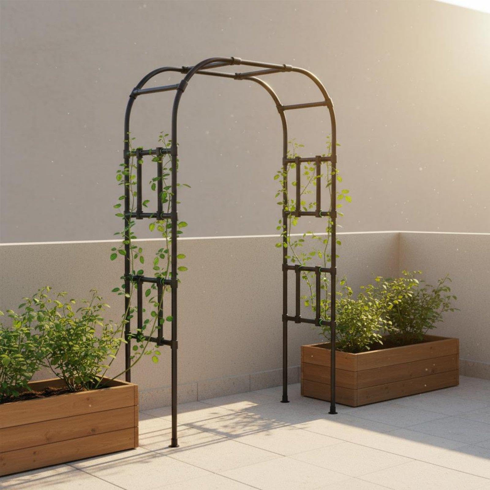 Garden Arch Trellis Coated Steel Climbing Plant Archway Weather-Resistant Rose Arch Frame for Gardeners, DIY Enthusiasts, Balcony, Yard, Patio W1.5*h2.4m Black-image-45