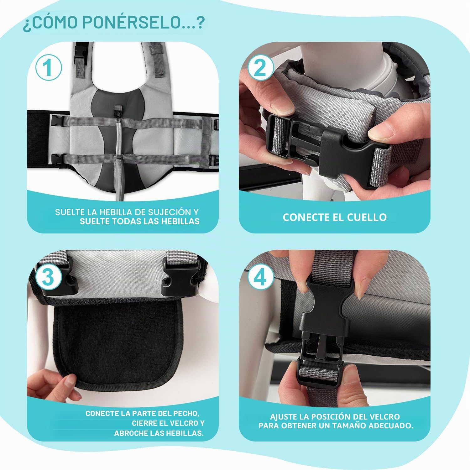 Chaleco salvavidas para tiburones con asa y reflector, chaleco de seguridad para mascotas (gris, XL)