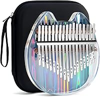 Vista 1 de Beveetio Kalimba de Pulgar Transparente con Estuche Protector Eva, Kalimba de Cristal Transparente de 17 Teclas, Instrumento Musical para Regalo
