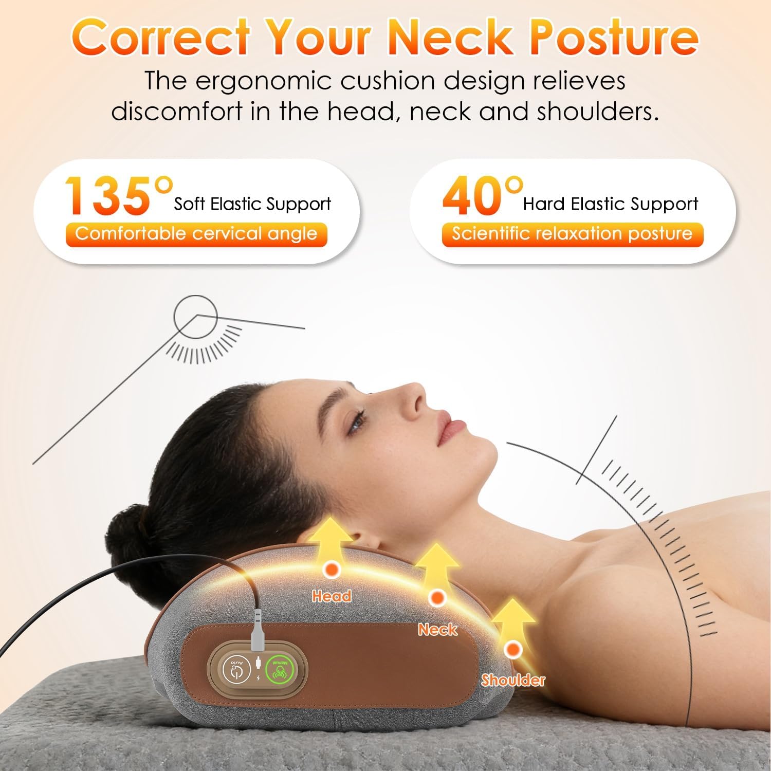 3 in 1 Neck Massager Pillow with Heat, Ergonomic Cervical Massage Pillow 30-Min Timer Deep Tissue Shiatsu Air Compression Massager for Neck Back Shoulder Pain Relief
