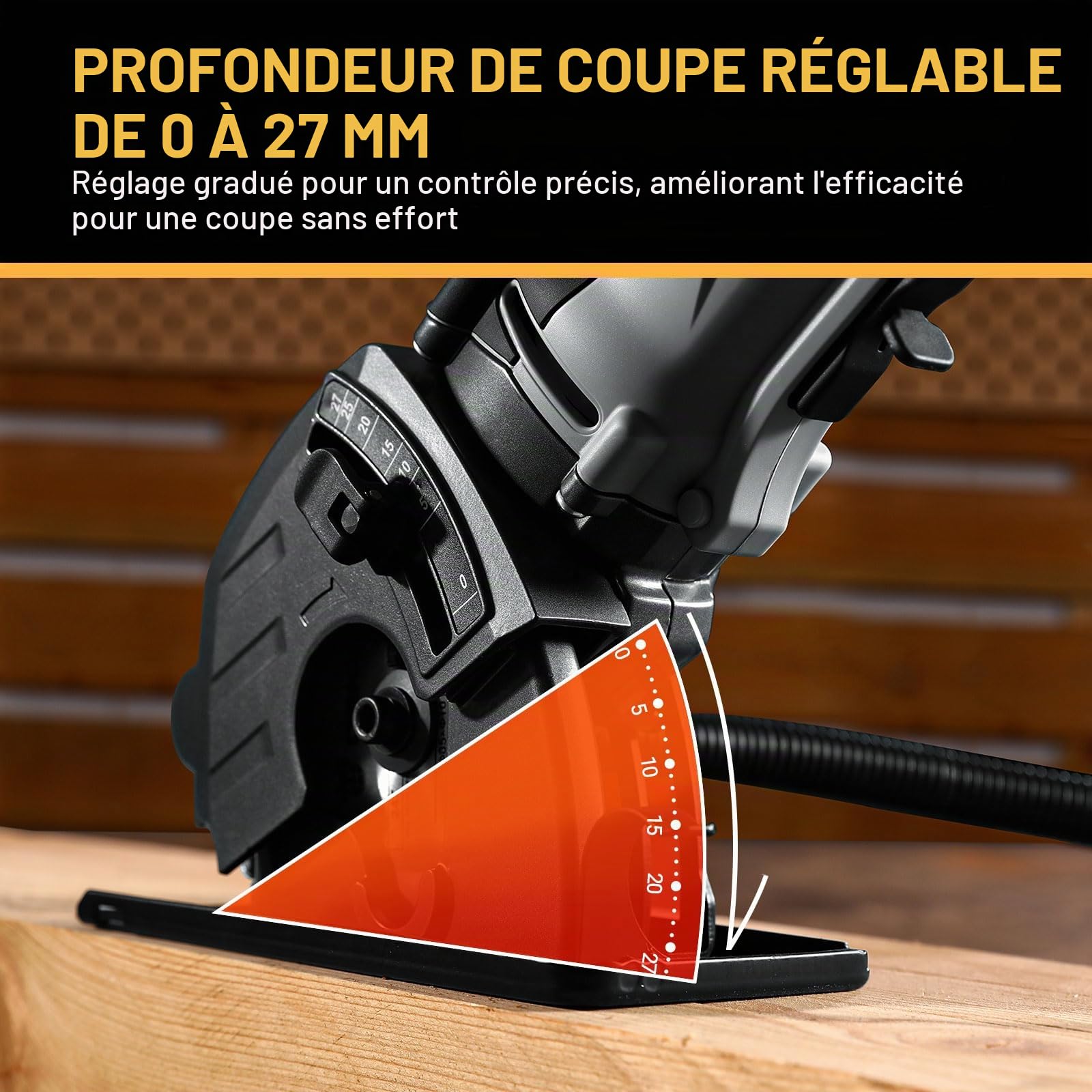 DEKOPRO Mini Scie Circulaire 600W: 5500 RPM, Lame De 85 mm, Trait De Scie De 27 mm, Port De Dépoussiérage Avec Tuyau, Mini Scie Circulaire Pour Le Bois, Le Métal, Le Carrelage et Les Plastiques