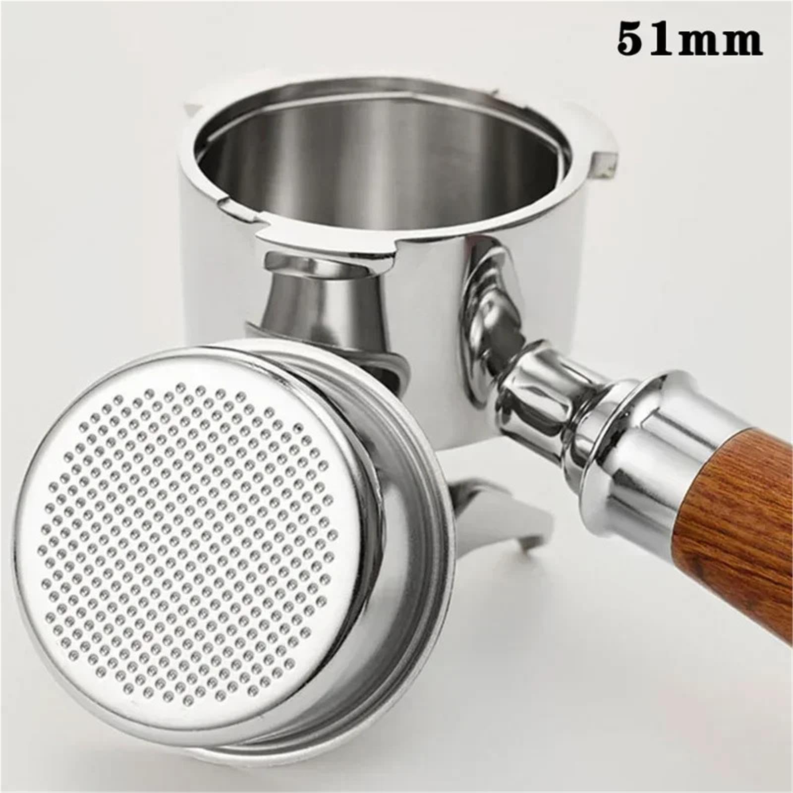 Portafiltro Sin Fondo De 51mm Y 3 Orejas, Compatible Con Delonghi,EC680/685,Compatible Con SMEG, Herramienta De Filtro De Mango De Café De Acero Inoxidable Espresso(51mm-3ear-A2)